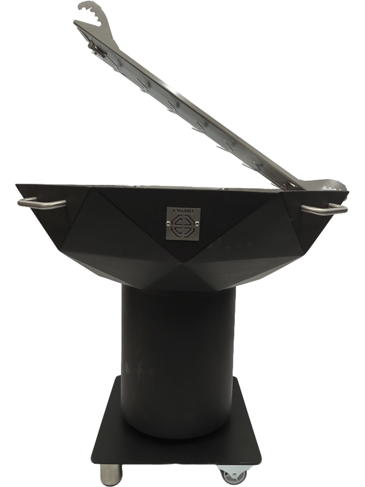 Support de saumon inox installé sur brasero – vue d’ensemble